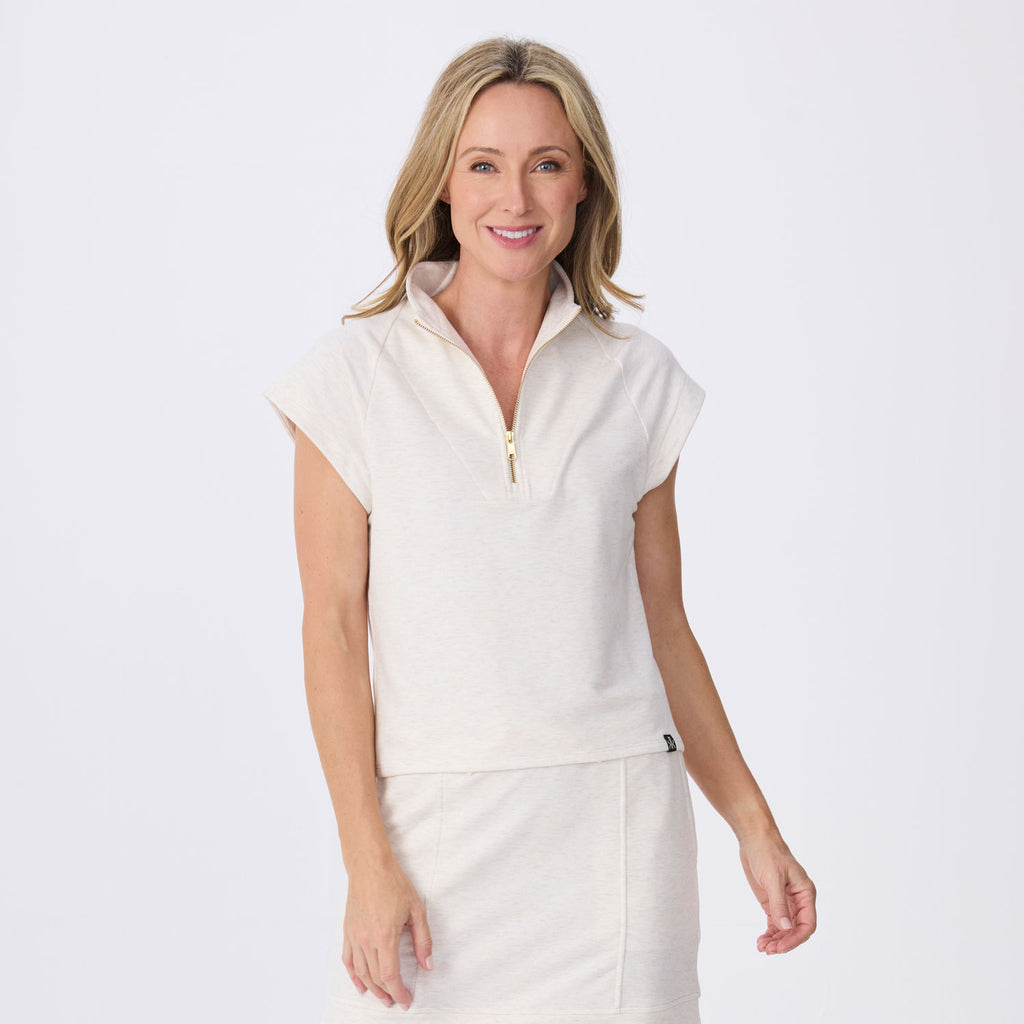 Victoria Half Zip Cap Sleeve Pullover