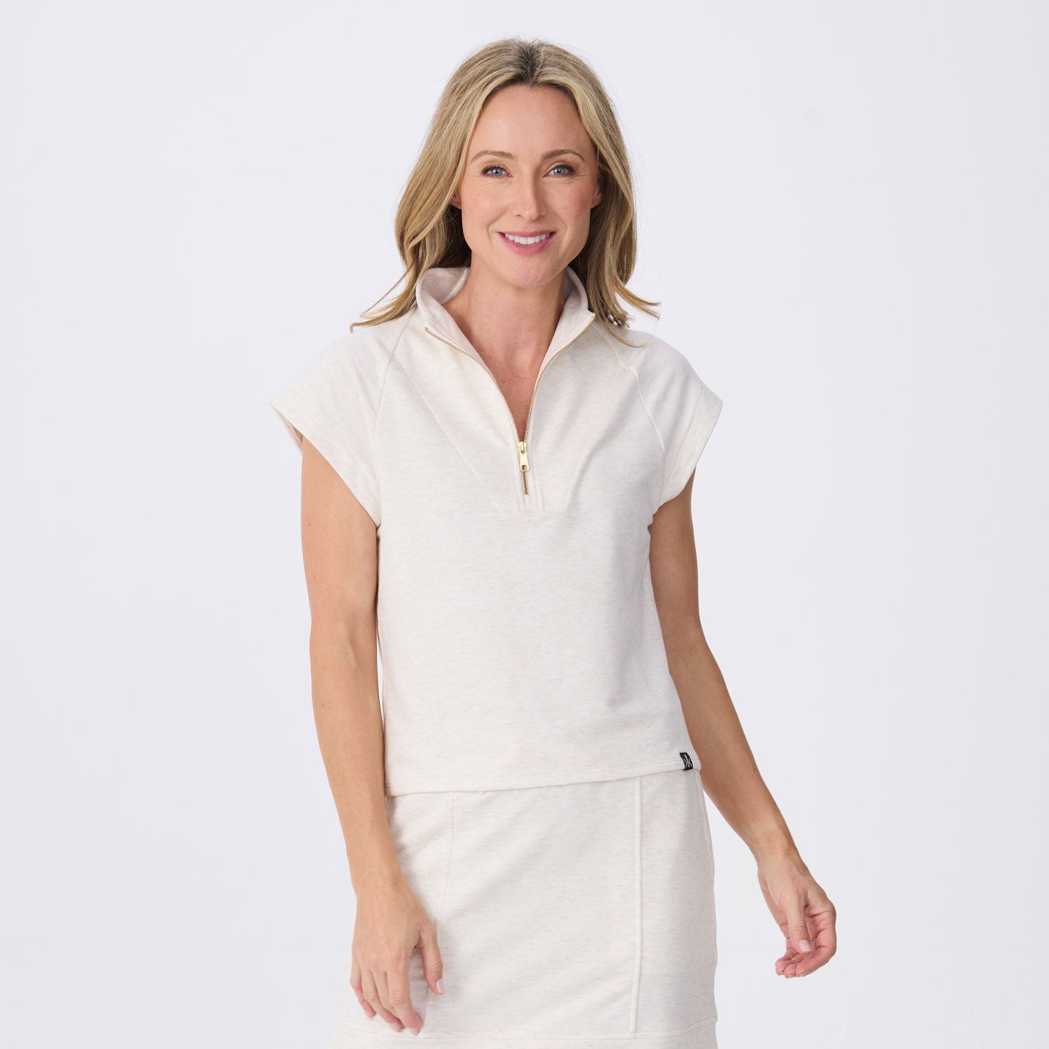 Victoria Half Zip Cap Sleeve Pullover