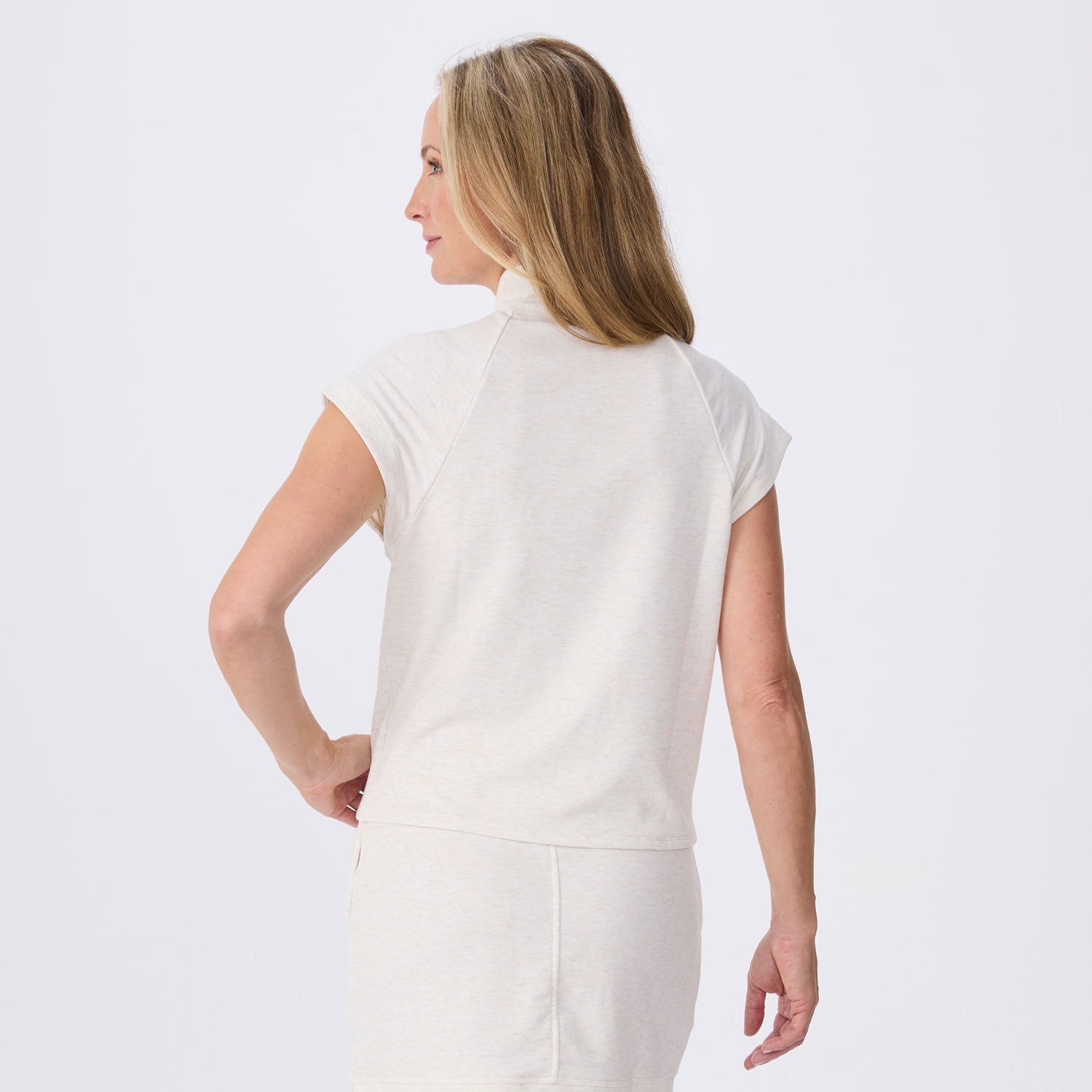 Victoria Half Zip Cap Sleeve Pullover