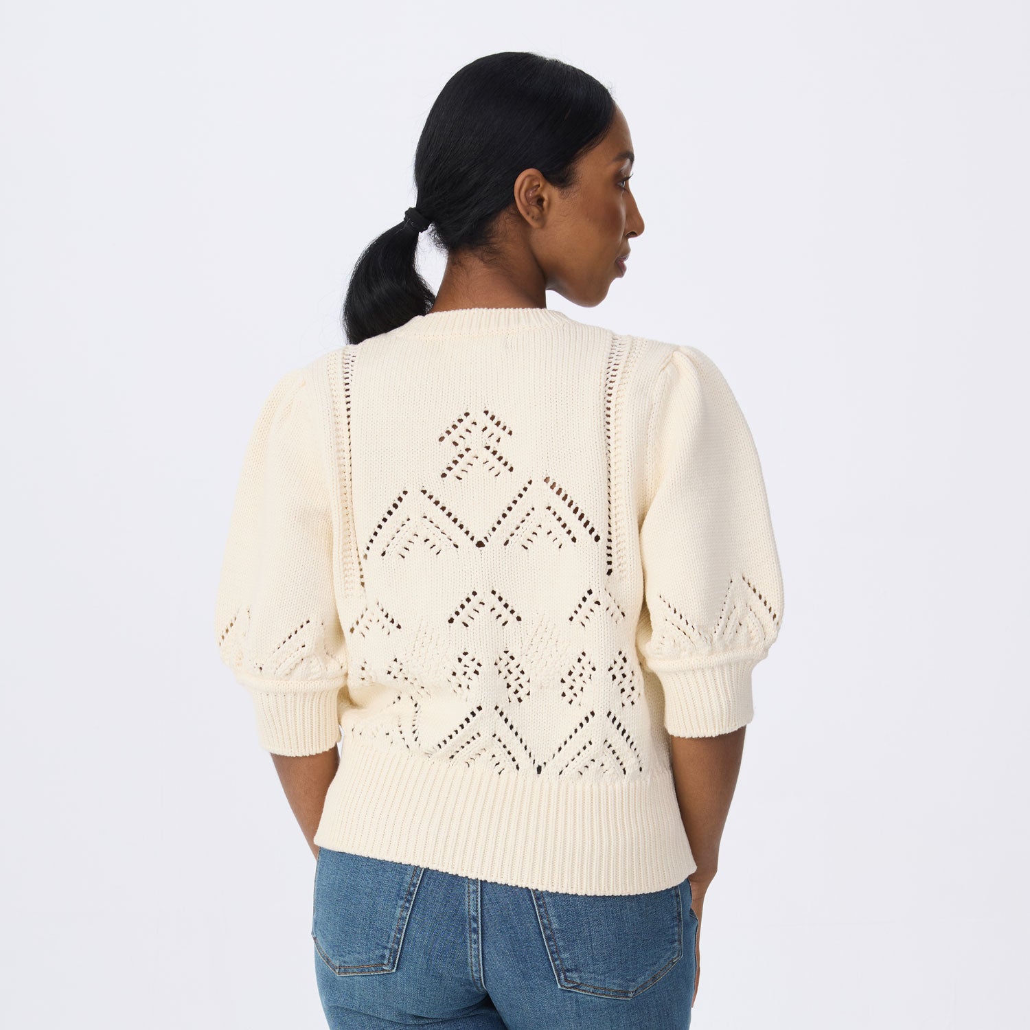 Clary Short Sleeve Pointelle Sweater